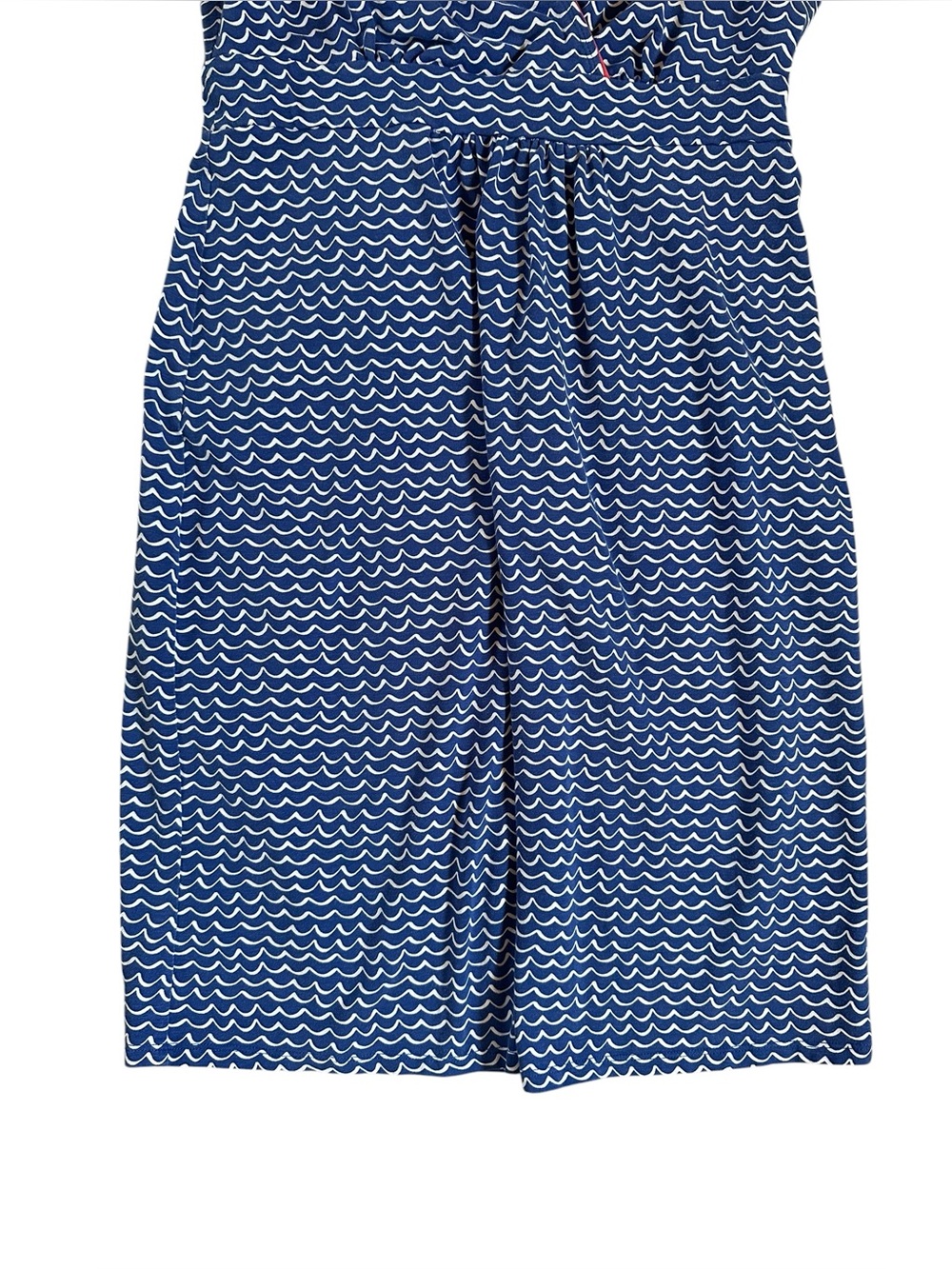 BODEN cotton blend blue & white wave pattern dress w/pink trim size 10R - Picture 3 of 5